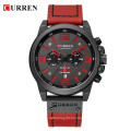 Curren 8314 Sport Watches Chronograph Man WristWatch Fashion Brand Military Leather Waterproof Quartz Calendar Watch